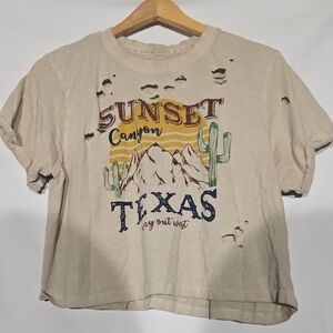 Destroyed Western T Shirt With Intentional Tears Relxed Casual Size Extra Large